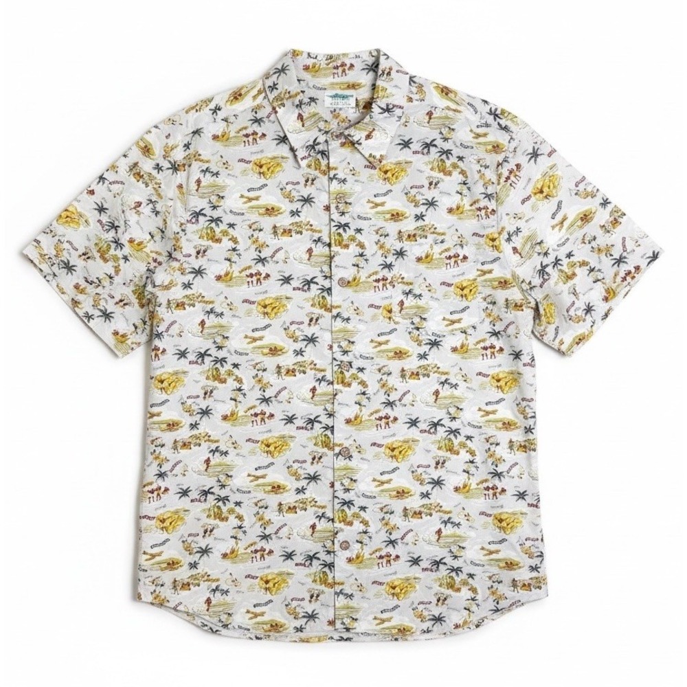 Hobie Hawaiian Shirt XL Surf Print USA Cotton Aloha Beach Button Up